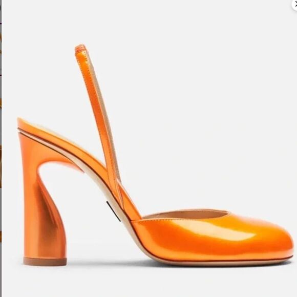 NWOT PAUL ANDREW Tangerine Round Toe Slingback Pump - Picture 1 of 14